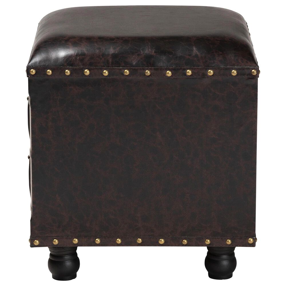 Baxton Studio Charlier Storage Ottoman with Book Spine Drawer in Dark Brown, , large