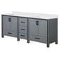 Lexora Home Ziva 84" Double Bathroom Vanity in Dark Grey with 2 cm White Cultured Marble Top and Rectangular Sinks, , large