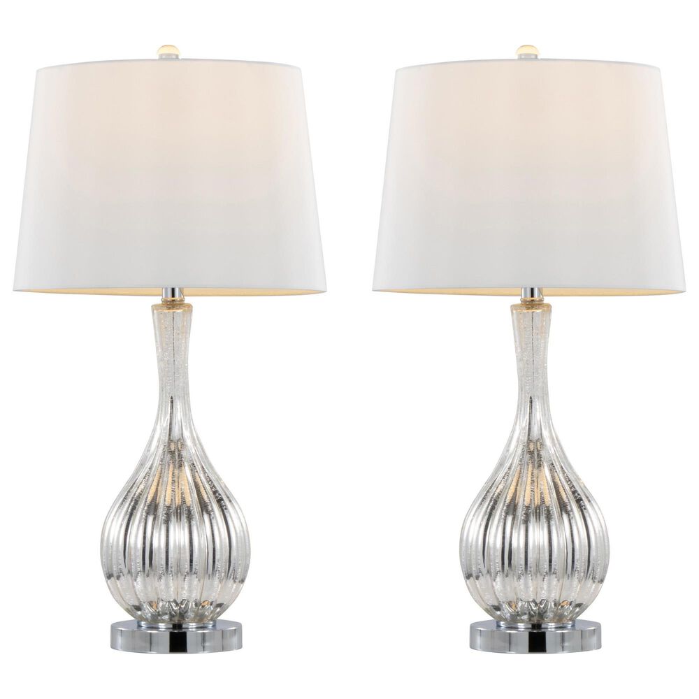 LumiSource Jenny Glass Table Lamp in Silver Crackle and Chrome (Set of 2), , large