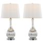 LumiSource Jenny Glass Table Lamp in Silver Crackle and Chrome (Set of 2), , large