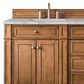 James Martin Vanities Bristol 72" Double Bathroom Vanity in Saddle Brown with 3 cm Victorian Silver Quartz Top and Rectangular Sinks, , large