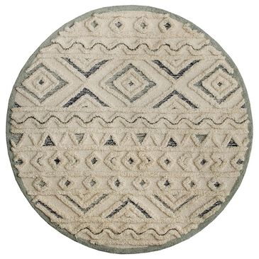 L&R Resources Sinuous Geometric Motif 6" Round Cream, Blue and Gray Area Rug, , large