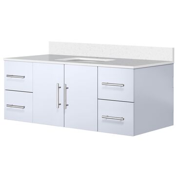Lexora Home Geneva 48" Single Bathroom Vanity in Glossy White with 2 cm White Quartz Top and Rectangular Sink, , large