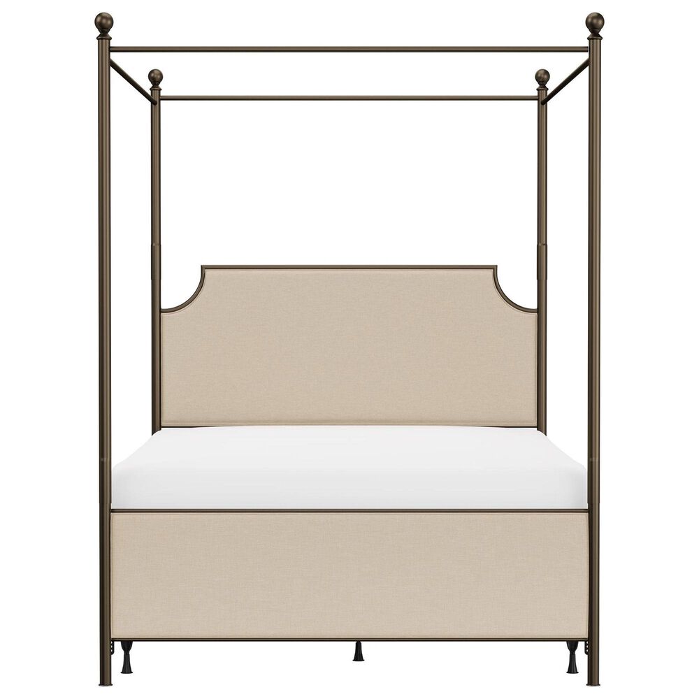 Richlands Furniture McArthur Queen Metal and Upholstered Canopy Bed in  Brown and Bronze, , large