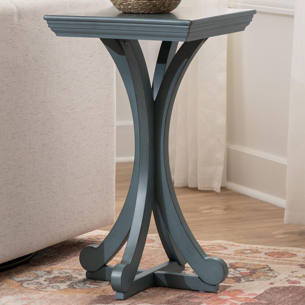 Linden Boulevard Dylan Sculptural Pedestal End Table in Blue, , large