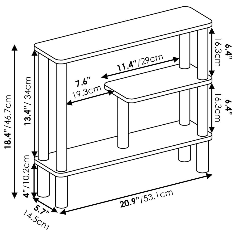 HOMLUX Turn-N-Tube 3-Tier Slim Space Saving Storage Rack in Espresso and Black, , large