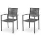 Hearth and Haven Outdoor Modern Aluminum Dining Chair with Dark Gray Rope Weave Seat in Gray (Set of 2), , large