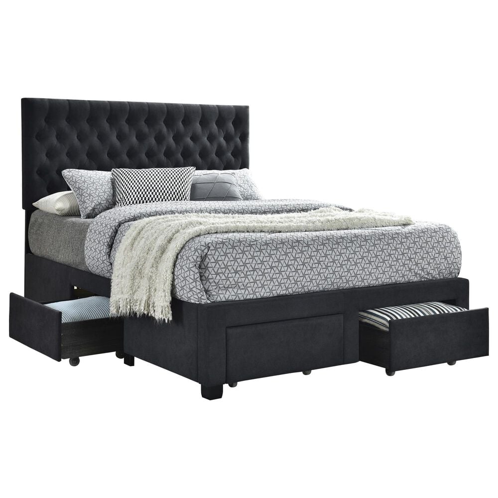 Pacific Landing Soledad Full Upholstered Storage Bed in Grey, , large