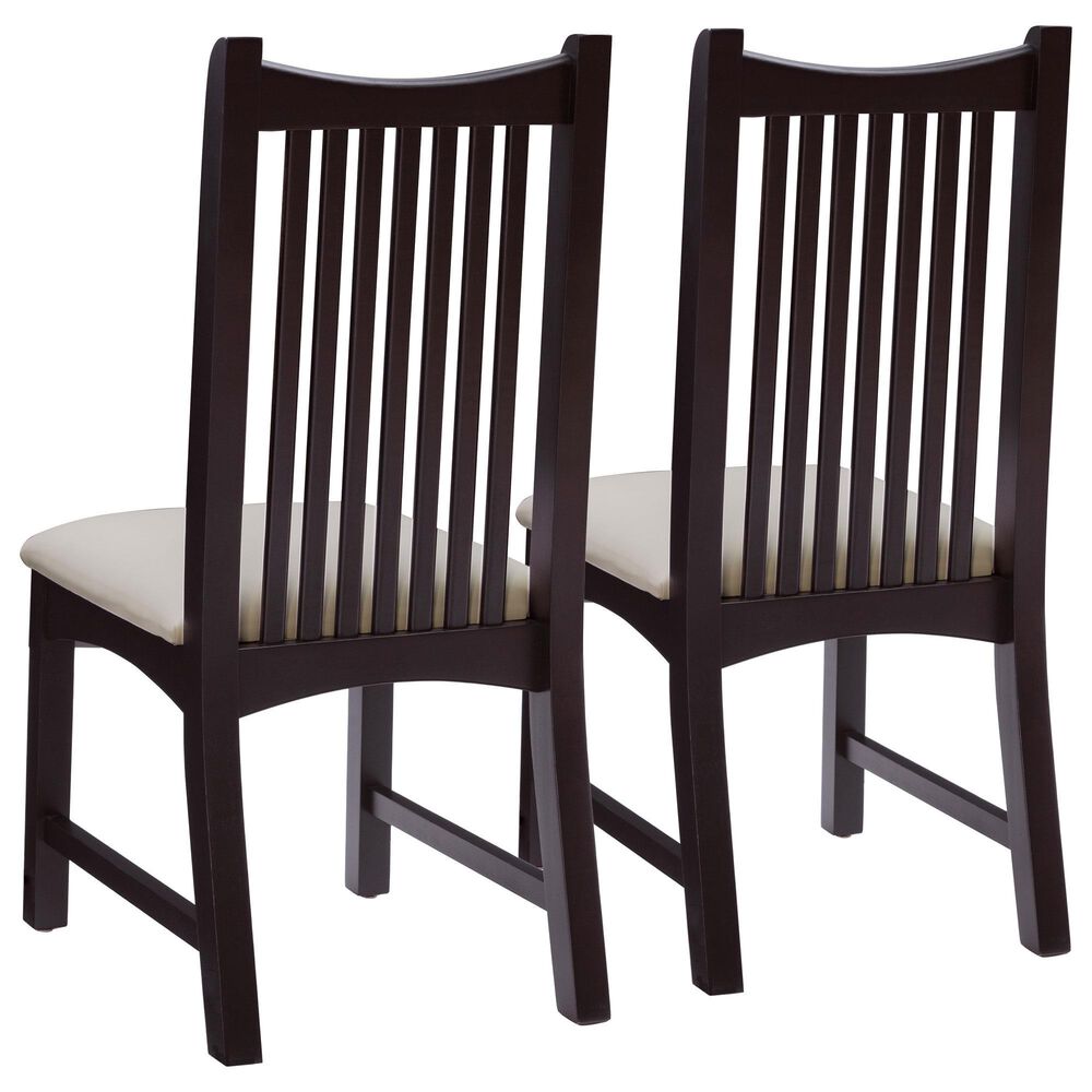 Linon Home Decor Bonnie Side Chair with Light Grey Faux Leather Cushion in Black (Set of 2), , large