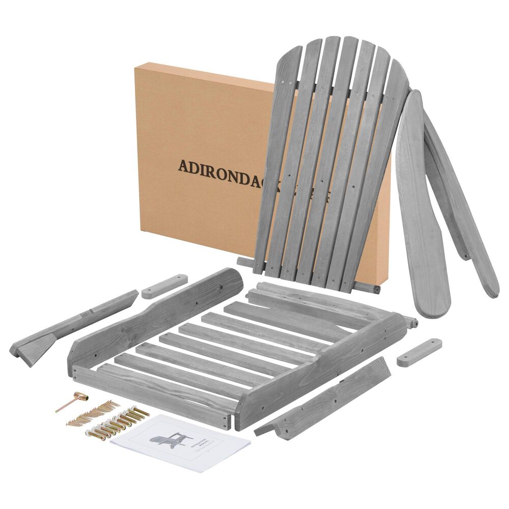 Hearth and Haven Outdoor Folding Adirondack Chair in Gray &#40;Set of 2&#41;, , large