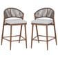 Hearth and Haven 26" Outdoor Counter Stool with Teak Frame in Light Gray (Set of 2), , large