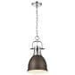 Golden Lighting Duncan 1-Light Small Pendant with Chain and Rubbed Bronze Shade in Chrome, , large