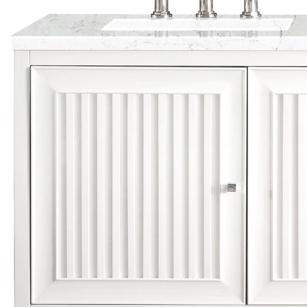 James Martin Vanities Addison 60&quot; Double Bathroom Vanity in Glossy White with 3 cm Ethereal Noctis Quartz Top and Rectangular Sinks, , large