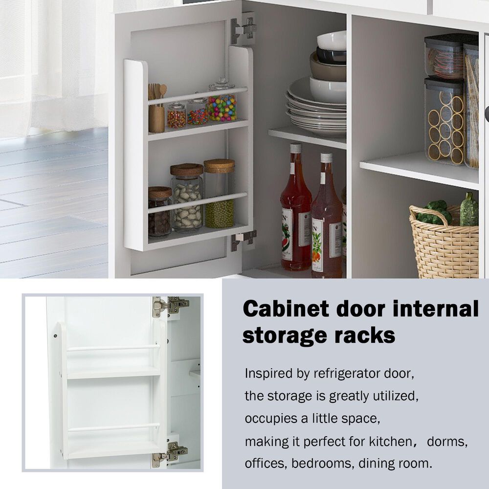 HOMLUX 53" Kitchen Island with Drop-Leaf in White, , large