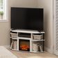 HOMLUX 47" Corner TV Stand with Electric Fireplace in White and Black, , large