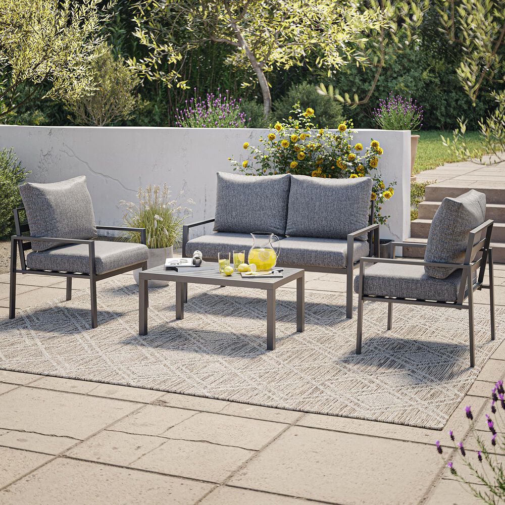 CorLiving Eden 4-Piece Patio Conversation Set in Grey, , large