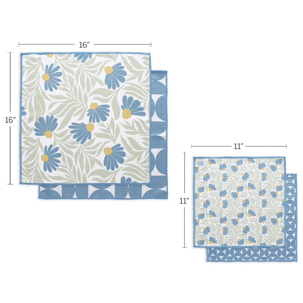 Werkshoppe Coneflower All Purpose Towel in Blue &#40;Set of 4&#41;, , large