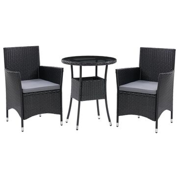 CorLiving Parksville 3-Piece Patio Bistro Set in Black, , large
