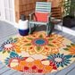 Safavieh Cabana CBN328A 5"3" Round Ivory and Orange Indoor/Outdoor Area Performance Rug, , large