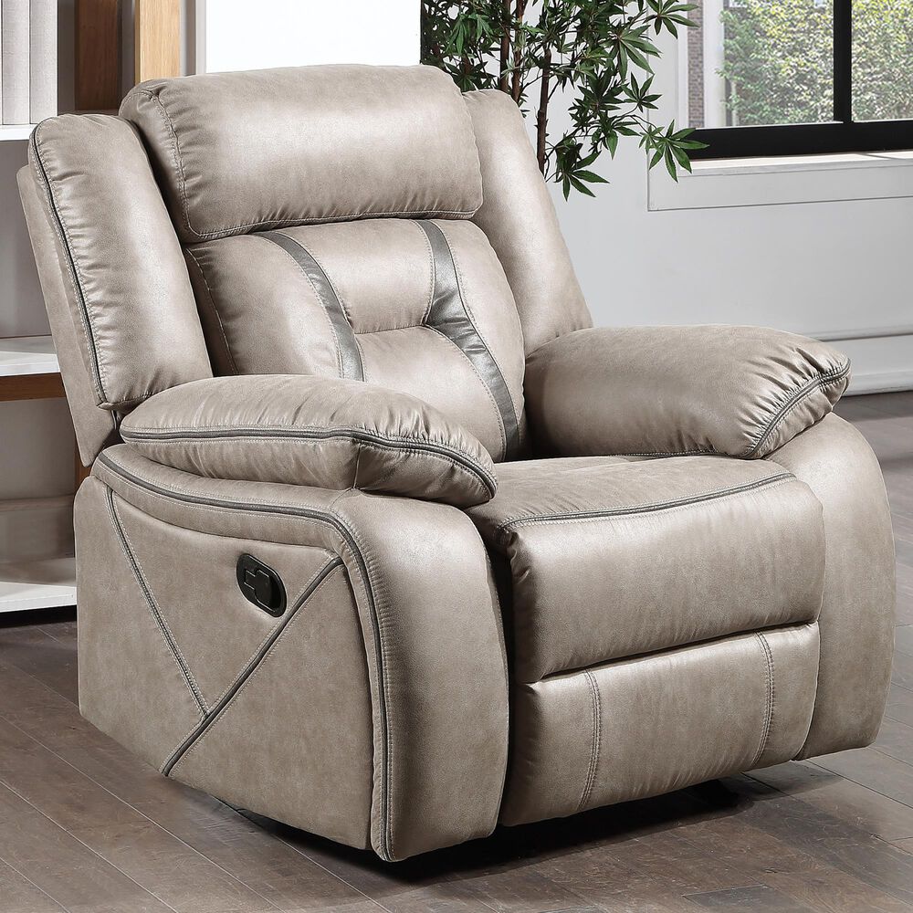 Steve Silver Tyson Manual Glider Recliner in Grey, , large