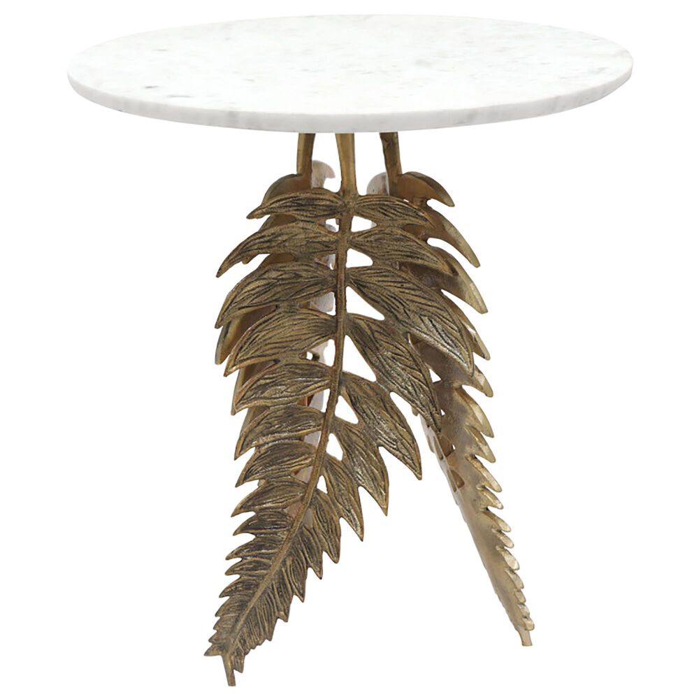 Zuo Modern Neruda Side Table in White Marble and Gold, , large