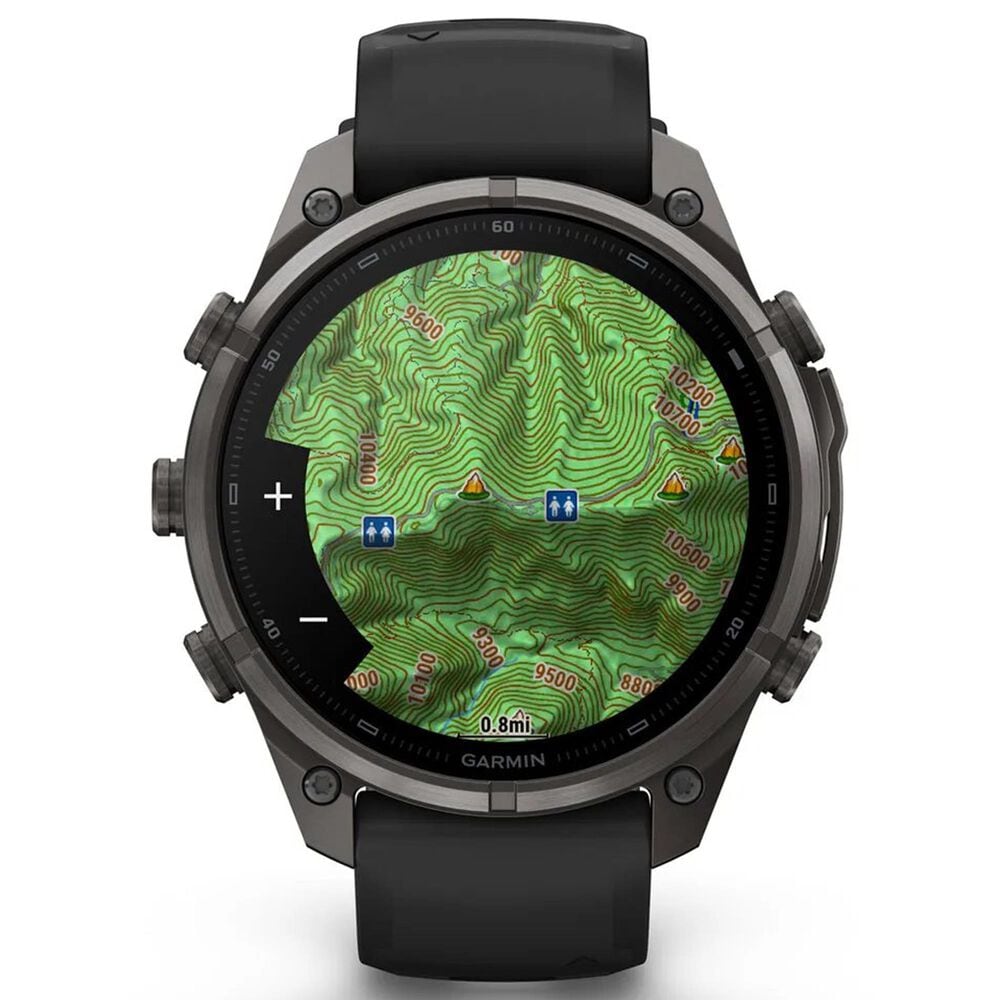 Garmin fenix 9 Pro Smartwatch 47mm Carbon Gray DLC Titanium with Black and Pebble Gray Silicone Band, , large