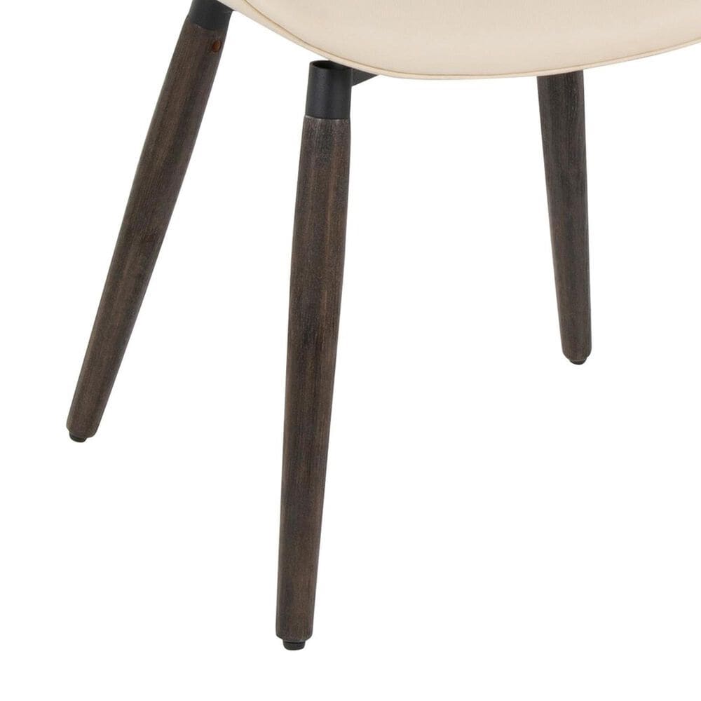 LumiSource Fabrico Side Chair with Cream Faux Leather Cushion in Dark Walnut (Set of 2), , large