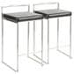 LumiSource Fuji Stackable Counter Stool with Black Faux Leather in Brushed Stainless Steel (Set of 2), , large