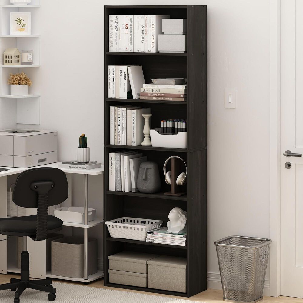 HOMLUX 6-Tier Free Standing Open Storage Bookcase in Espresso, , large