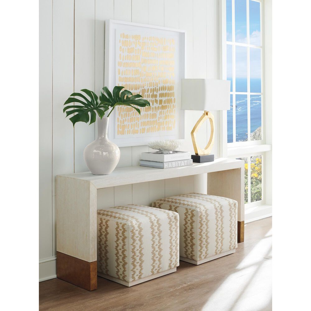Lexington Furniture Carmel Spindrift Console Table in White and Brass