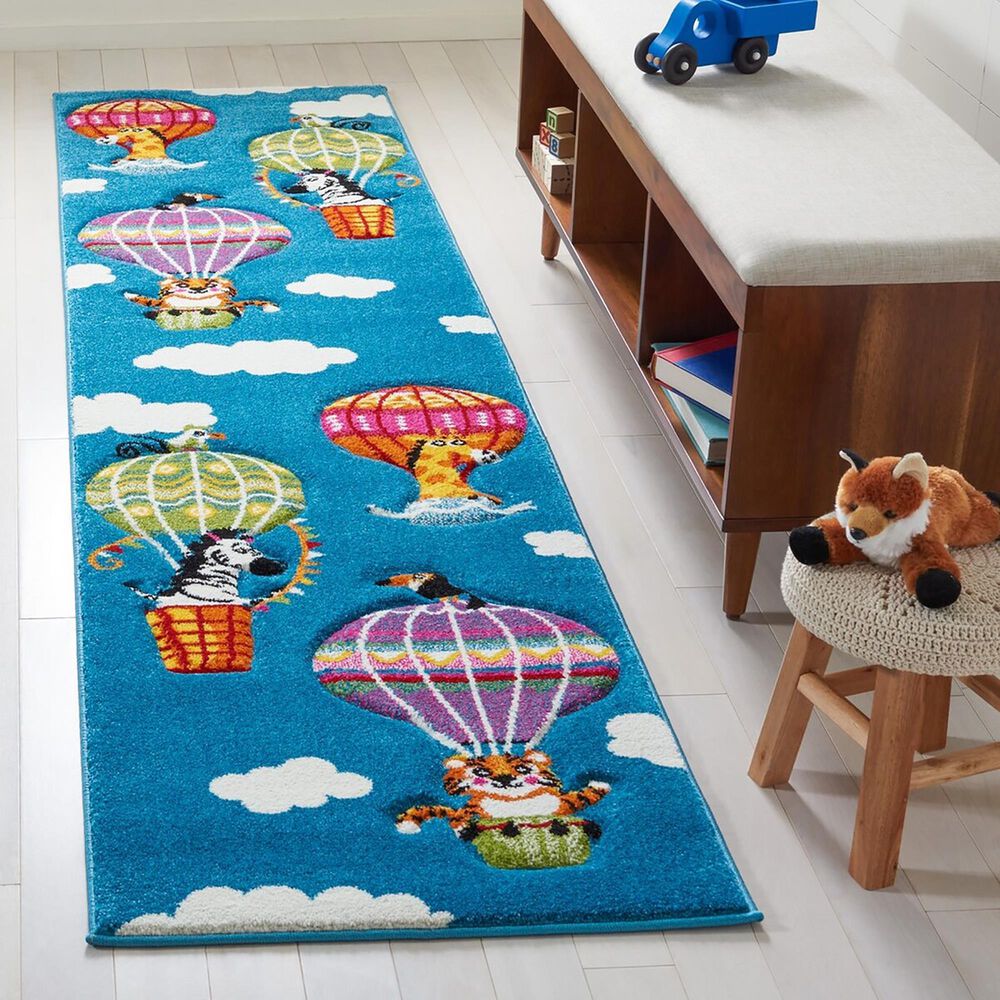 Safavieh Carousel 2&#39; x 8&#39; Blue and Green Kids Runner, , large