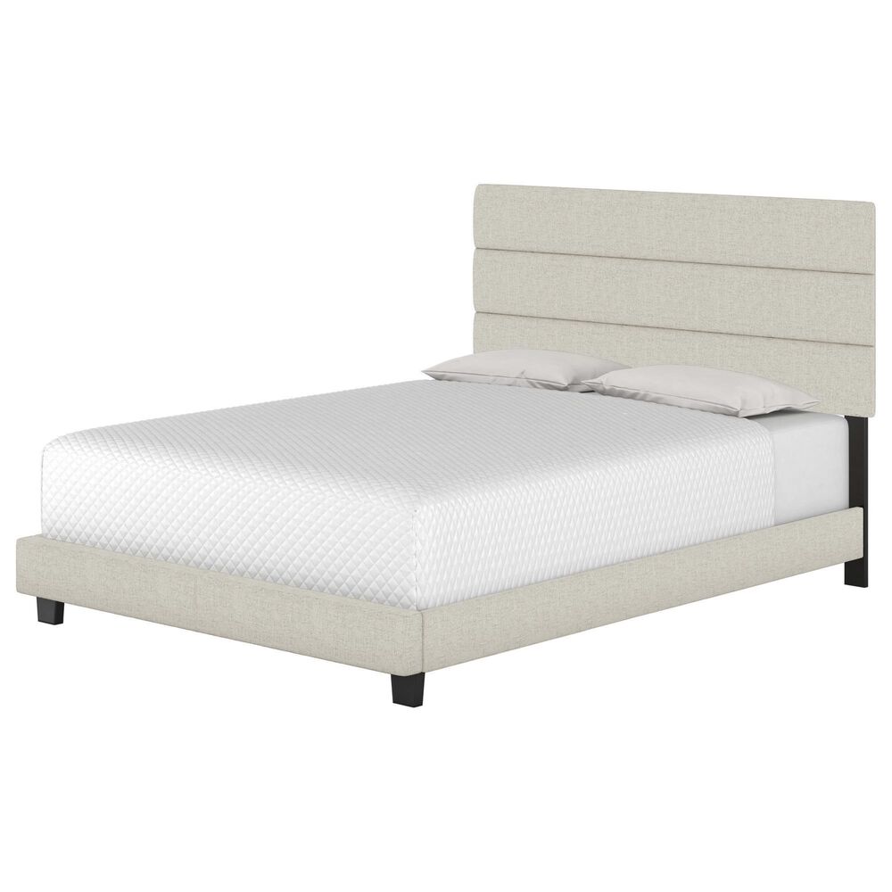 Accent Sicily Queen Upholstered Platform Bed in White, , large