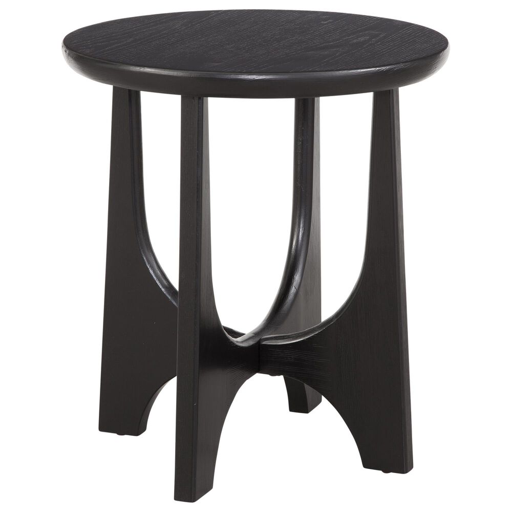 Bassett Mirror Company Dunnigan Round End Table in Black Matte, , large