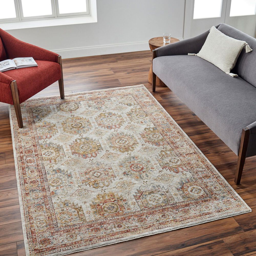 Surya Mona Lisa 10&#39; x 14&#39; Tan, Mustard, Brick Red, Sage, Olive, Dark Blue and Burgundy Area Rug, , large