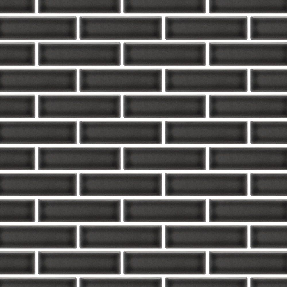 Emser Savvy Pewter 1" x 3" on 11" x 12" Glazed Porcelain Mosaic Sheet, , large