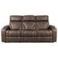 Aurora Furnishings Power Reclining Sofa with Power Headrests in Teramo Brown, , large
