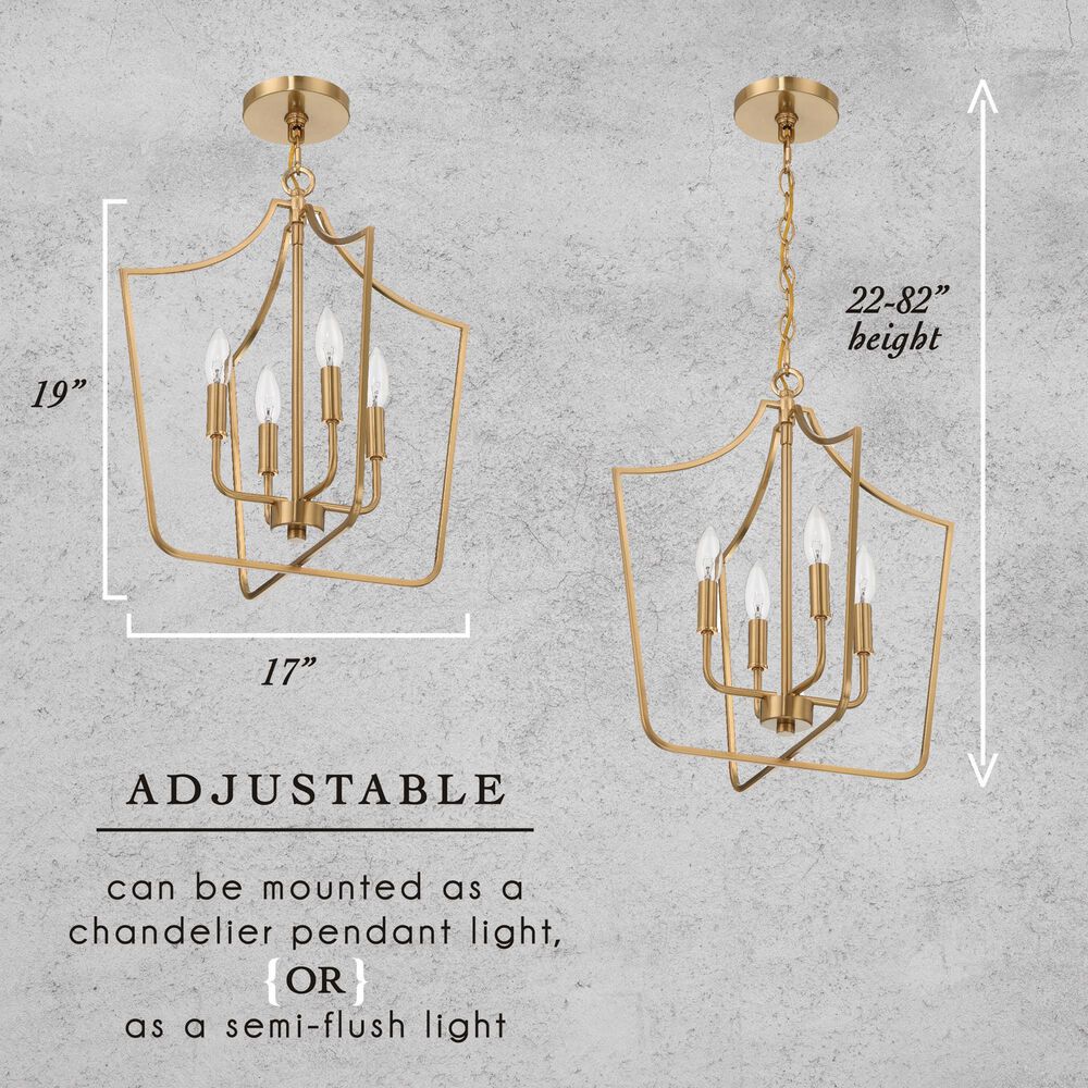 Creative Coop Constance 4-Light Candelabra Chandelier in Brushed Gold, , large
