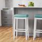 Linon Home Decor Claridge Bar Stool with Teal Cushion in Bright White, , large