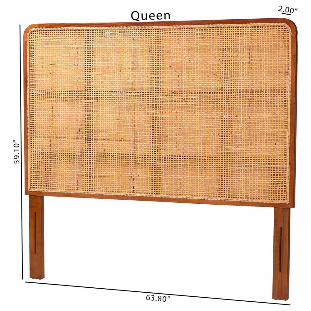Baxton Studio Caspia Queen Headboard in Light Honey and Red Teak, , large