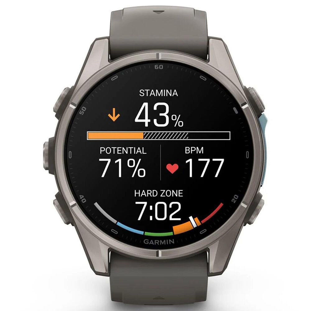 Garmin fenix 9 Smartwatch 43mm Titanium with Pebble Gray Silicone Band, , large