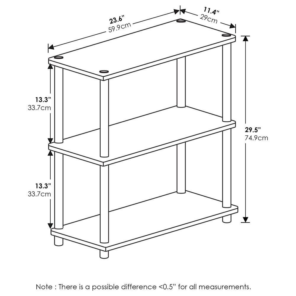 HOMLUX 3-Tier Compact Open Storage Bookshelf in Beech and White, , large