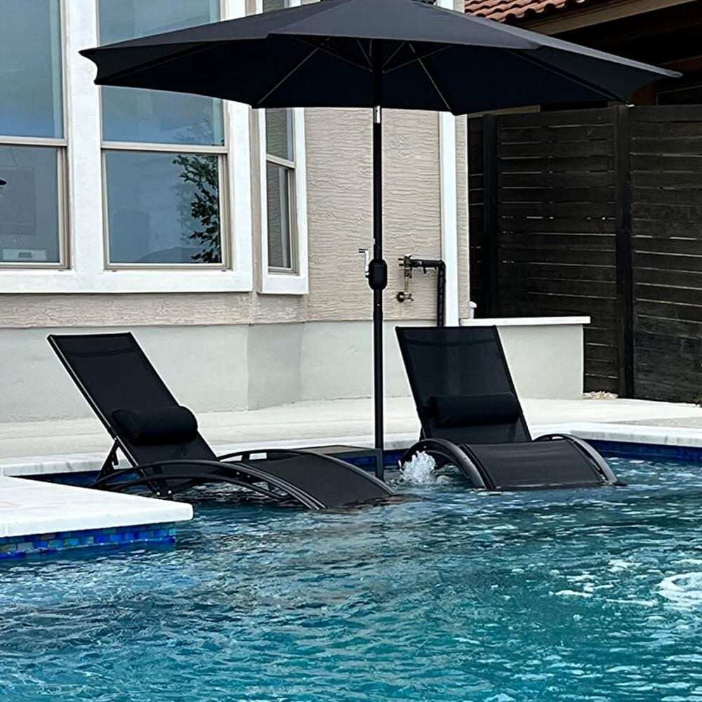 HOMLUX 3-Piece Standard Patio Chaise Lounge Set in Black, , large
