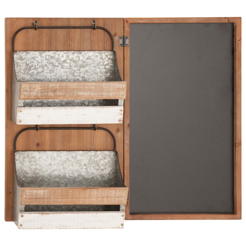 Maple and Jade 23&quot; Magazine Rack Holder in Brown, White and Grey, , large