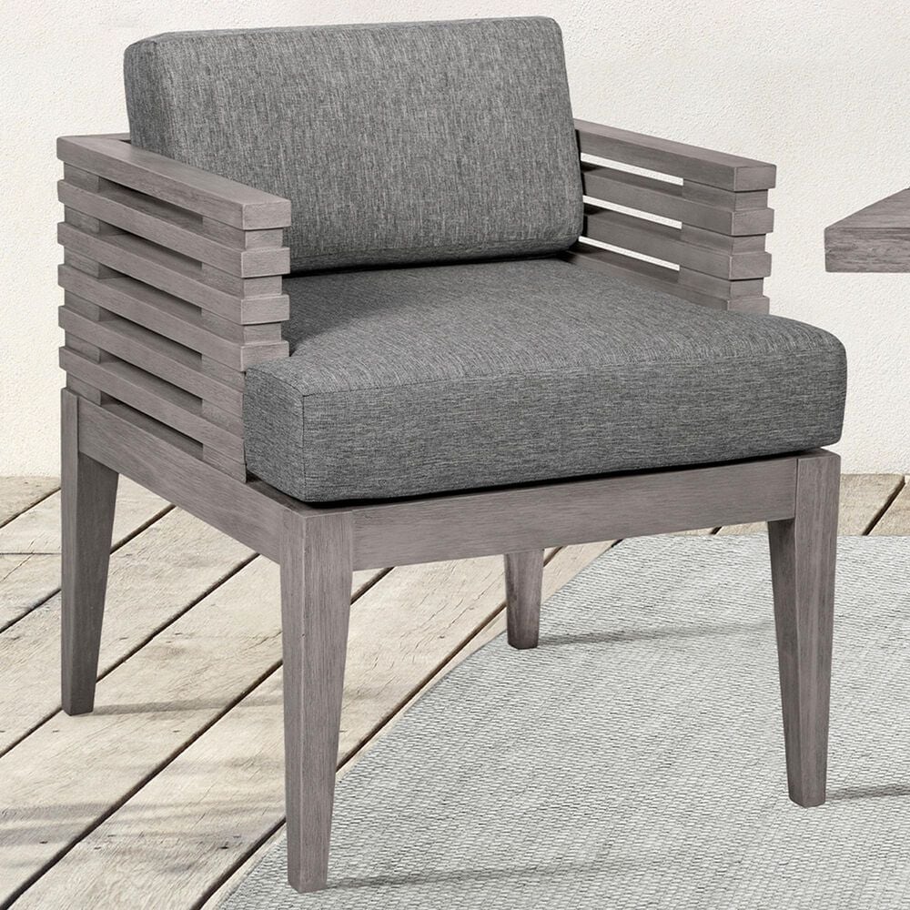 Blue River Vivid Outdoor Dining Chair with Light Gray Cushions in Light Gray Eucalyptus, , large