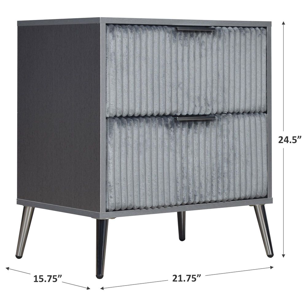 New Heritage Design Kailani 2-Drawer Nightstand in Gray, , large