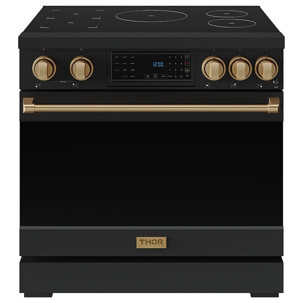 Thor Kitchen Gordon Ramsay 6 Cu. Ft. Professional Induction Range with Bronze Handle Kit in Black, , large
