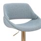 LumiSource Fabrico Swivel Adjustable Bar Stool with Blue Noise Fabric Upholstery and Rounded T Footrest in Gold (Set of 2), , large