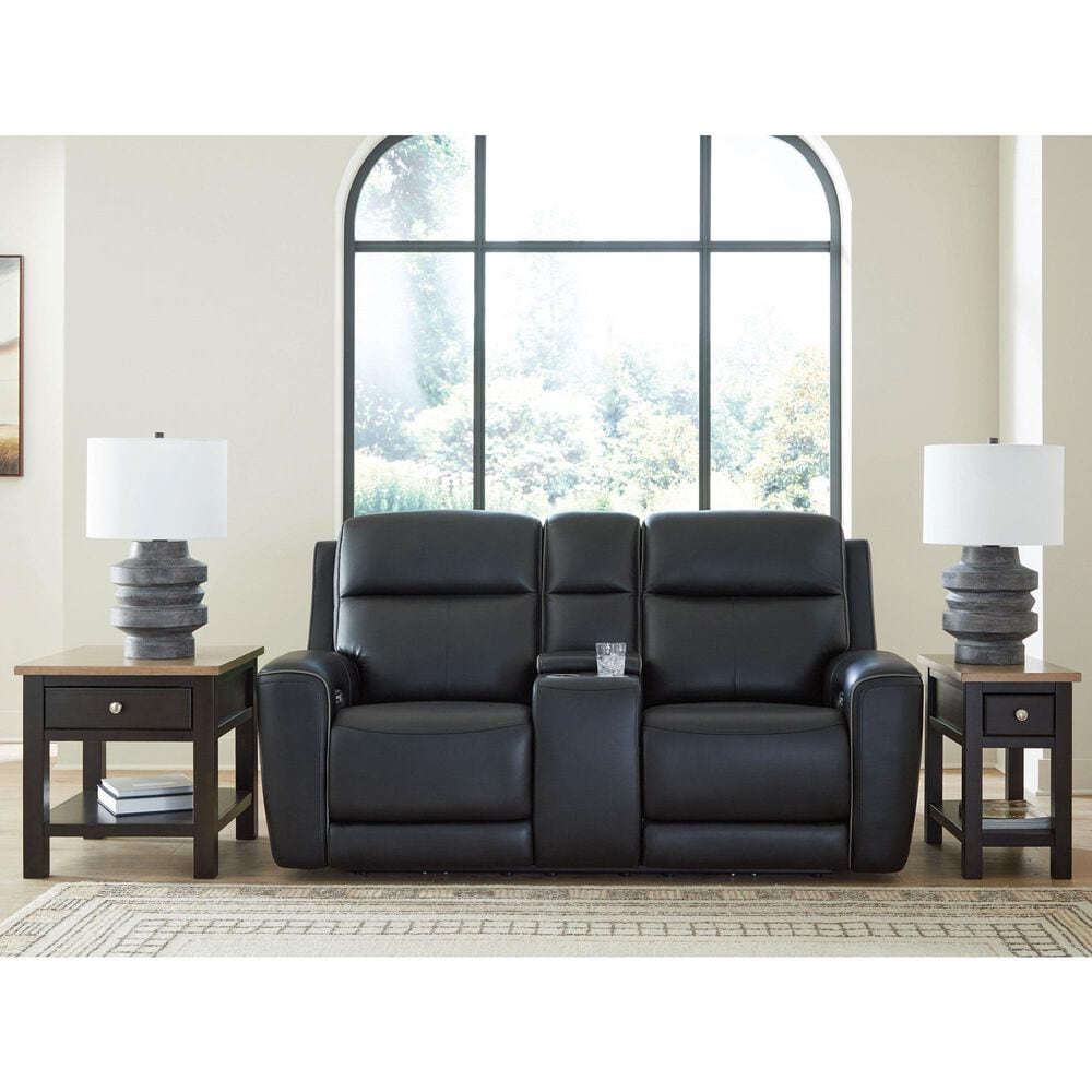 Ashley 5Z-Comfort Power Reclining Loveseat Console in Onyx, , large