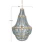 Creative Coop Laurel Draped Wood Bead Chandelier with Brushed Gold and Faded Blue Shade, , large
