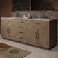 Lexora Home Abbey 84" Double Bathroom Vanity in Grey Oak with 2 cm White Carrara Marble Top and Rectangular Sinks, , large